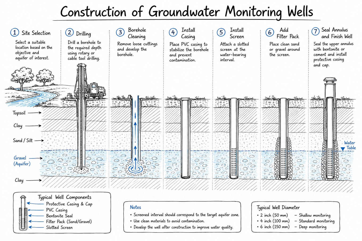 Construction of groundwater monitoring wells – Groundwater Observatory
